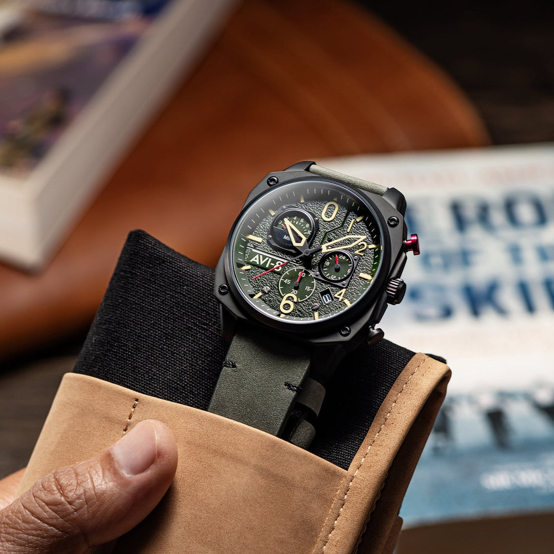 Hawker Hunter Retrograde Chronograph Green Dial / Leather | Green Dial