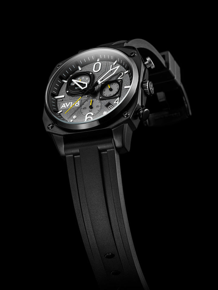 Hawker Hunter Retrograde Chronograph Gray / Rubber | Gray Dial