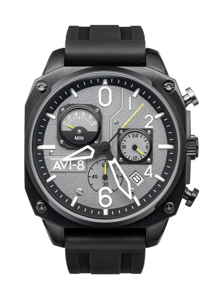 Hawker Hunter Retrograde Chronograph Gray / Rubber | Gray Dial