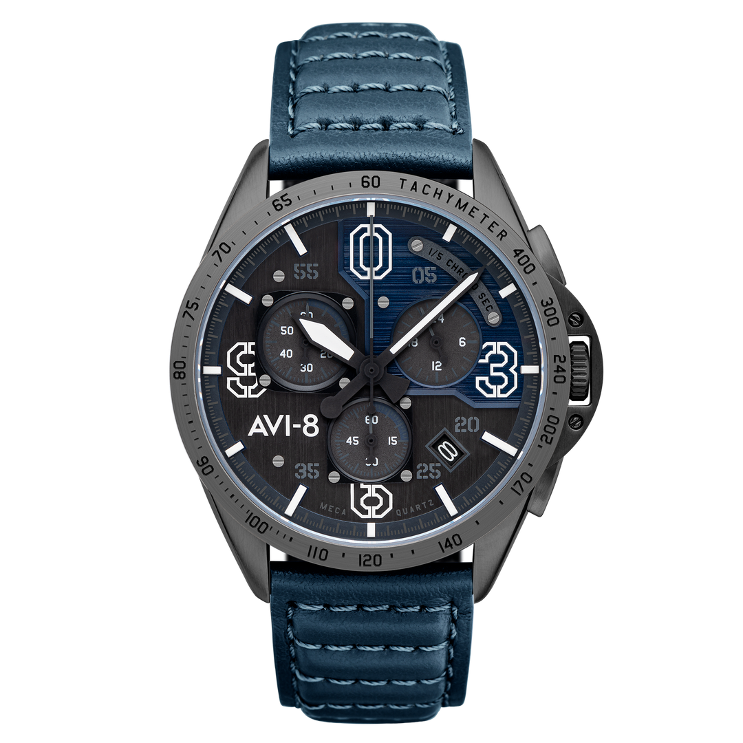 P51 Mustang Blakeslee Chronograph Gray / Leather Gray Dial