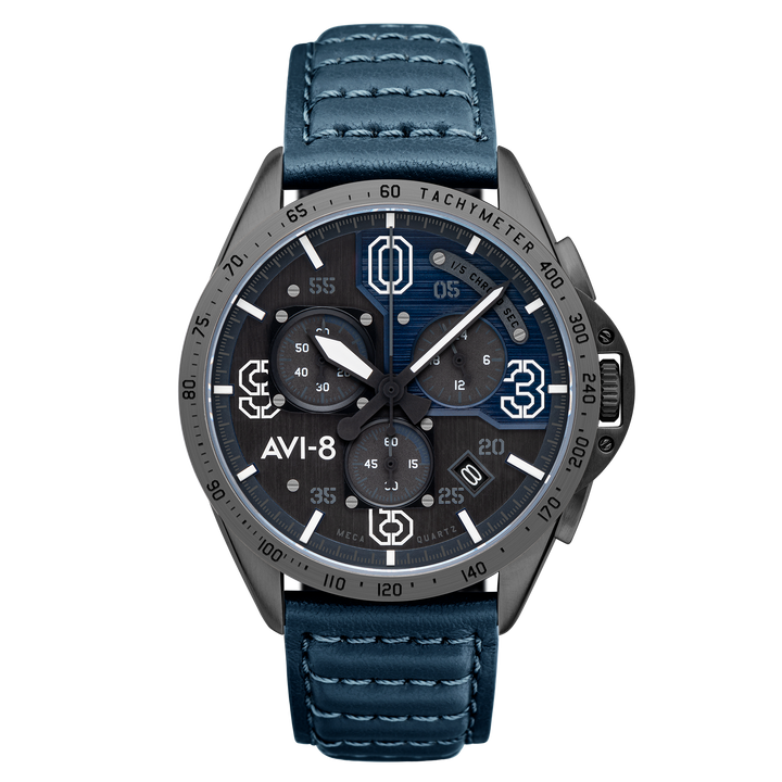 P51 Mustang Blakeslee Chronograph Gray / Leather Gray Dial