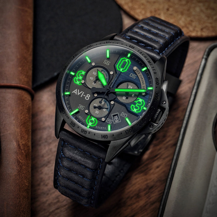 P51 Mustang Blakeslee Chronograph Gray / Leather Gray Dial