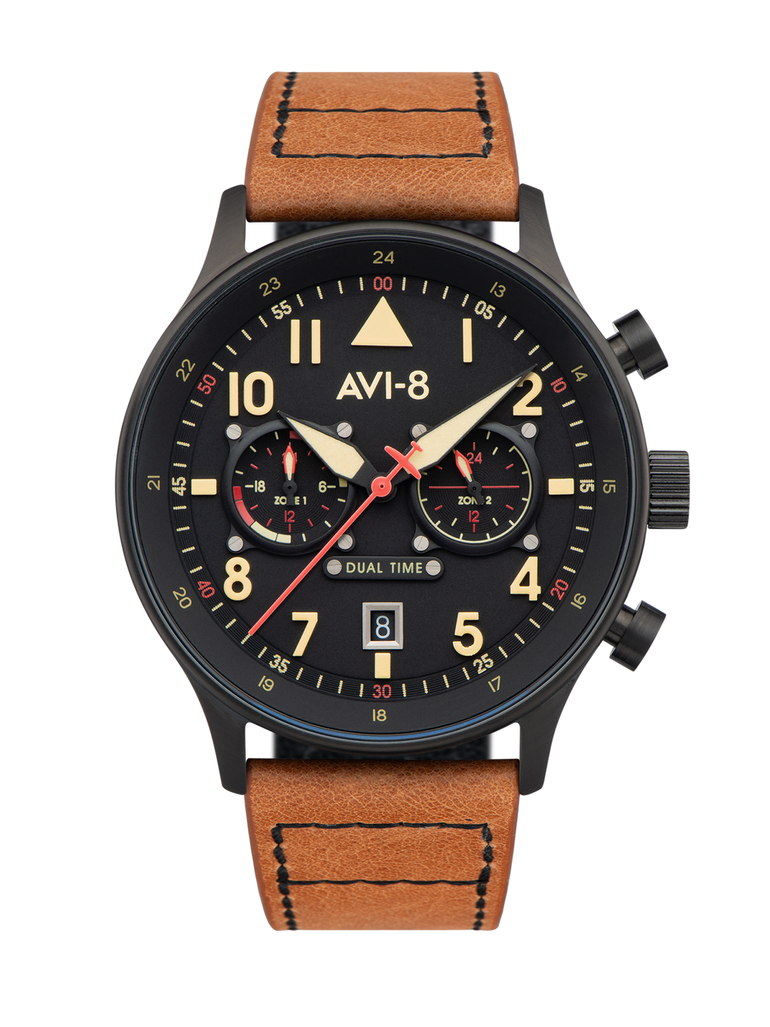 Hawker Hurricane Carey Dual Time Black  Dial / Leather |  Dial