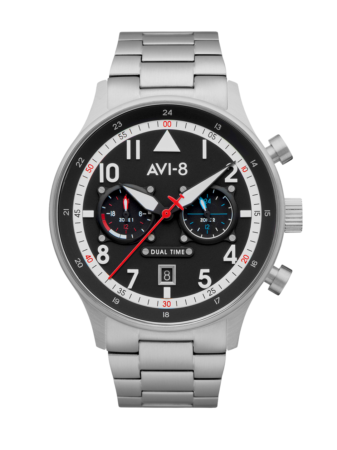 Hawker Hurricane Carey Dual Time Black & Stainless Steel / Stainless Steel | Bla