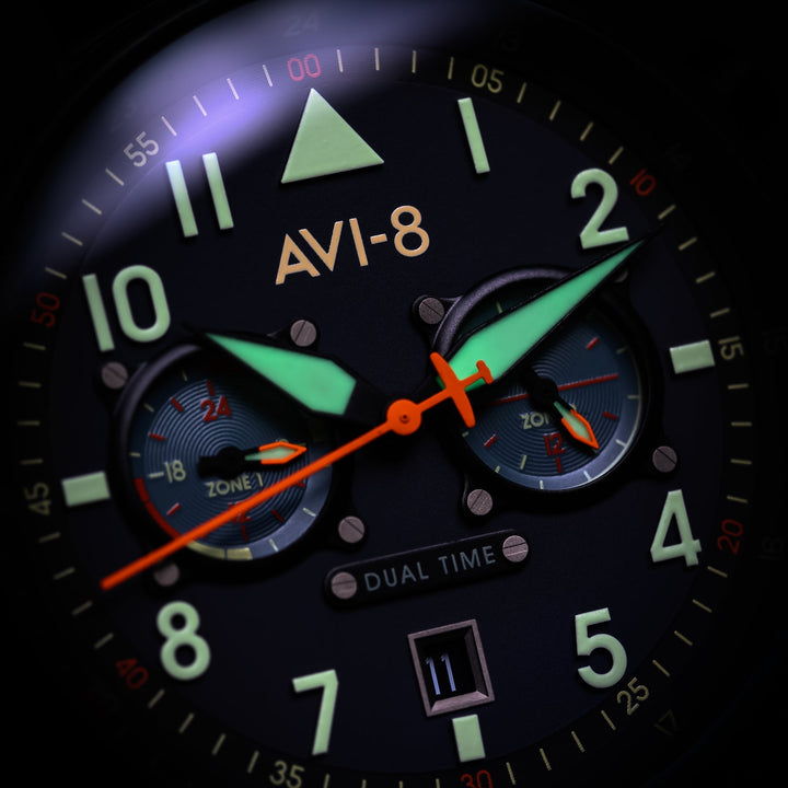 Hawker Hurricane Carey Dual Time Blue & Stainless Steel /  Stainless Steel | Blu