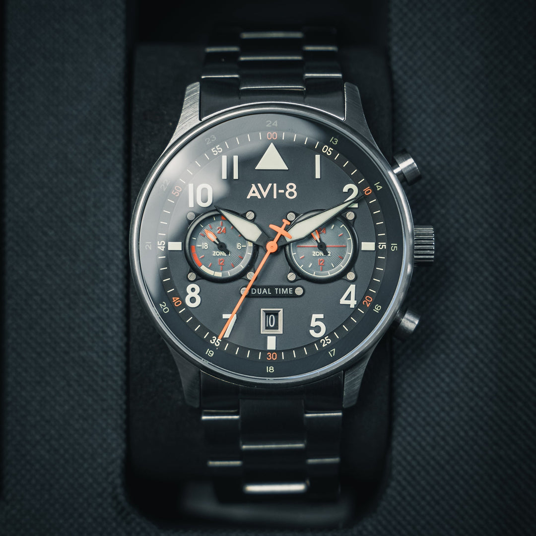 Hawker Hurricane Carey Dual Time Blue & Stainless Steel /  Stainless Steel | Blu