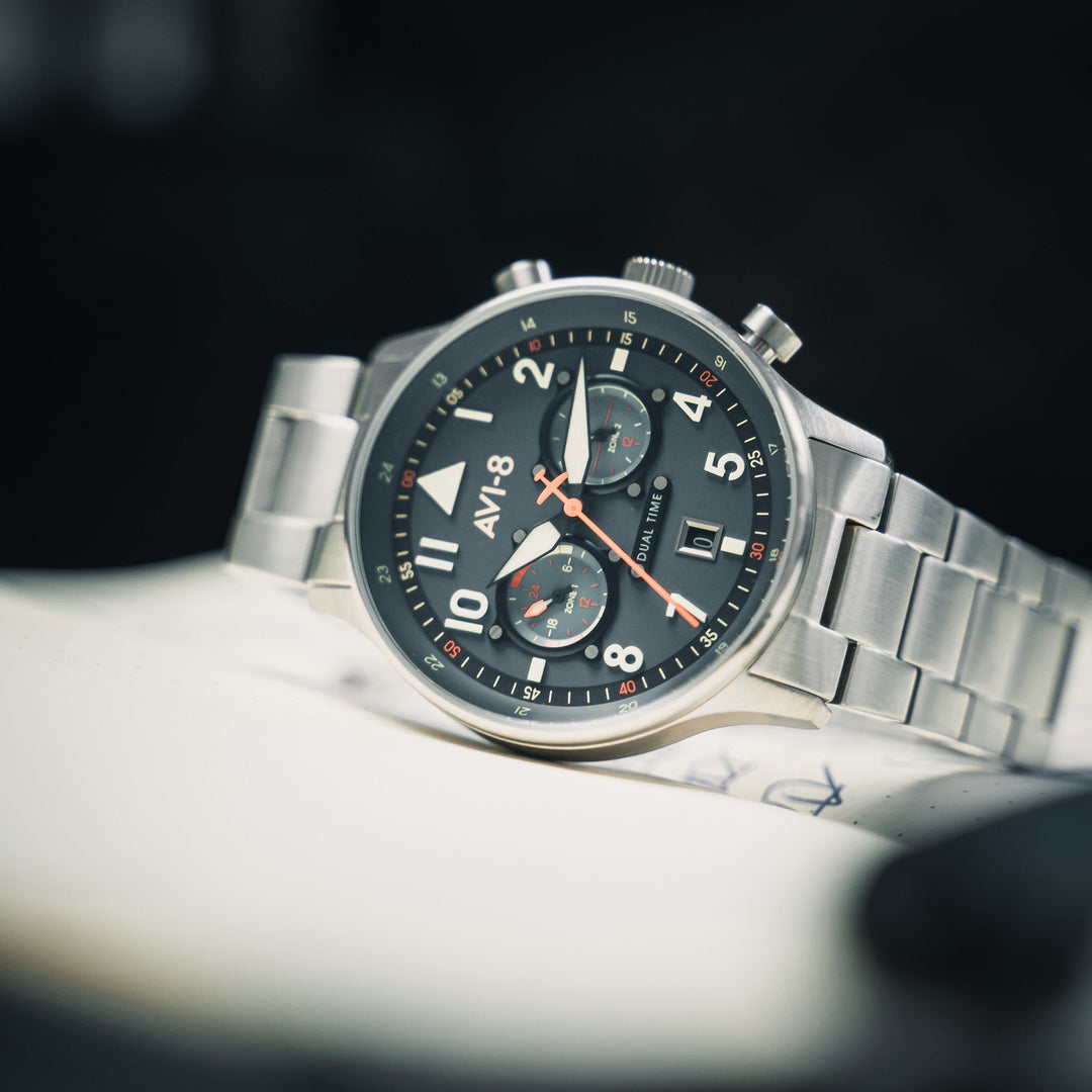 Hawker Hurricane Carey Dual Time Blue & Stainless Steel /  Stainless Steel | Blu