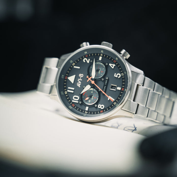 Hawker Hurricane Carey Dual Time Blue & Stainless Steel /  Stainless Steel | Blu