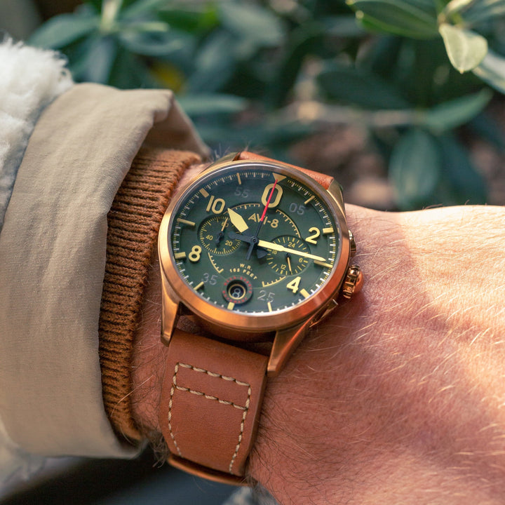 Spitfire Lock Chronograph Watch Green / Leather | Green Dial