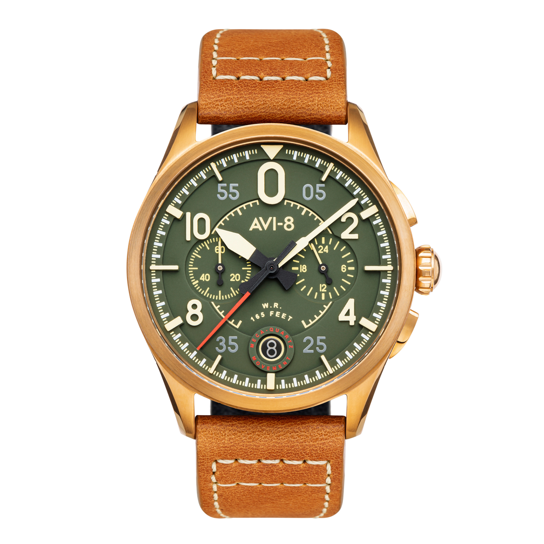 Spitfire Lock Chronograph Watch Green / Leather | Green Dial