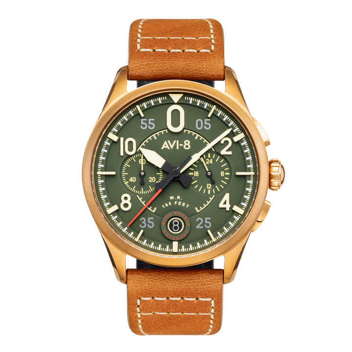 Spitfire Lock Chronograph Watch Green / Leather | Green Dial