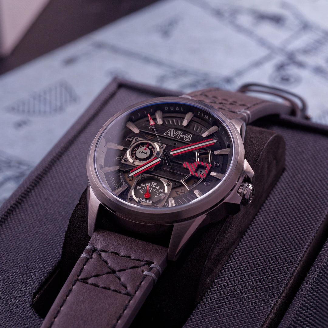Hawker Harrier Farley Multifunction Quartz Black / Leather | Black Dial