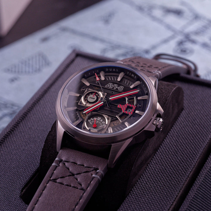 Hawker Harrier Farley Multifunction Quartz Black / Leather | Black Dial