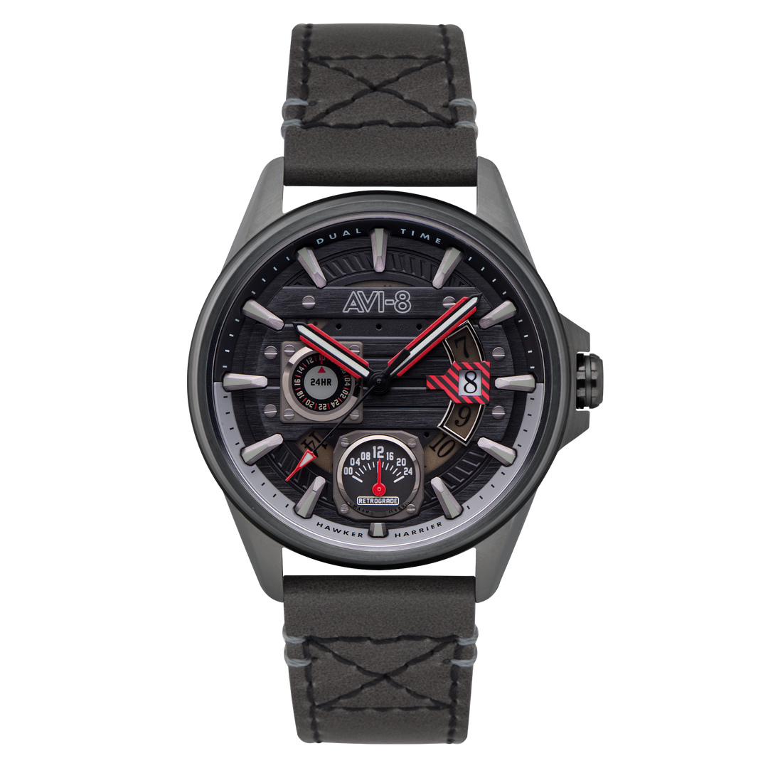 Hawker Harrier Farley Multifunction Quartz Black / Leather | Black Dial