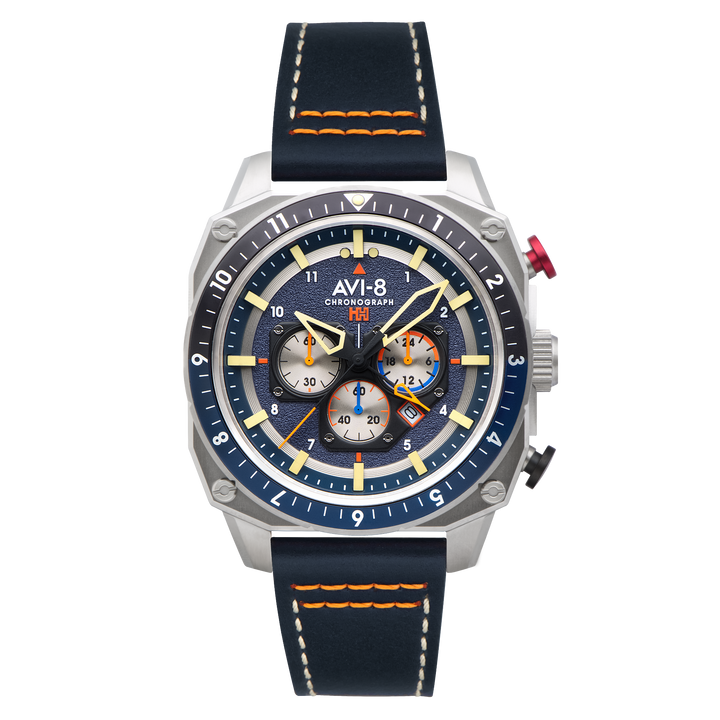 Hawker Hunter Atlas Dual Time Chronograph Blue / Leather | Blue Dial