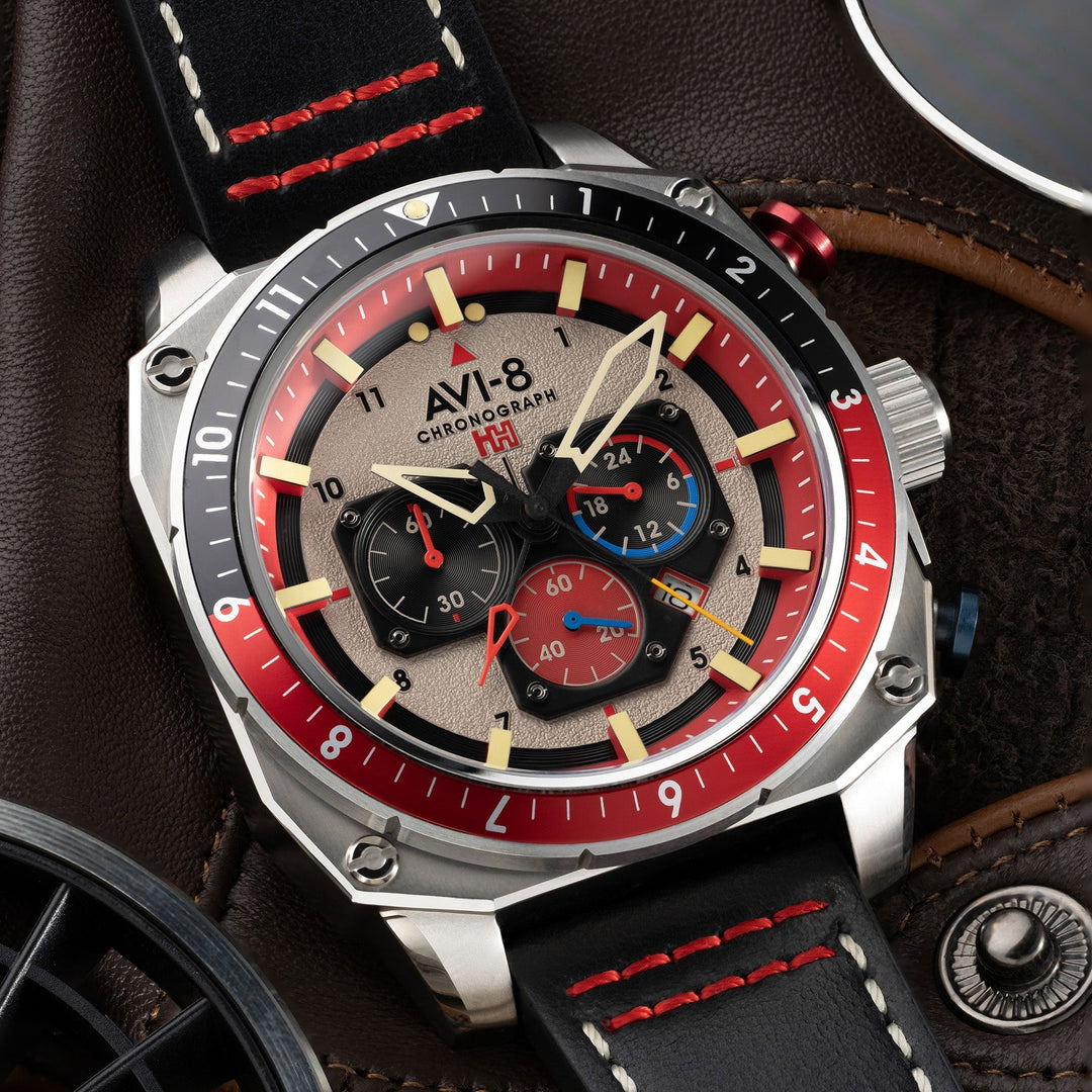 Hawker Hunter Atlas Dual Time Chronograph Gray / Leather | Gray Dial