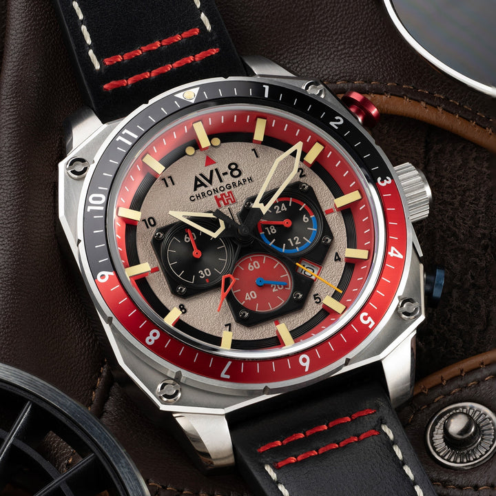 Hawker Hunter Atlas Dual Time Chronograph Gray / Leather | Gray Dial