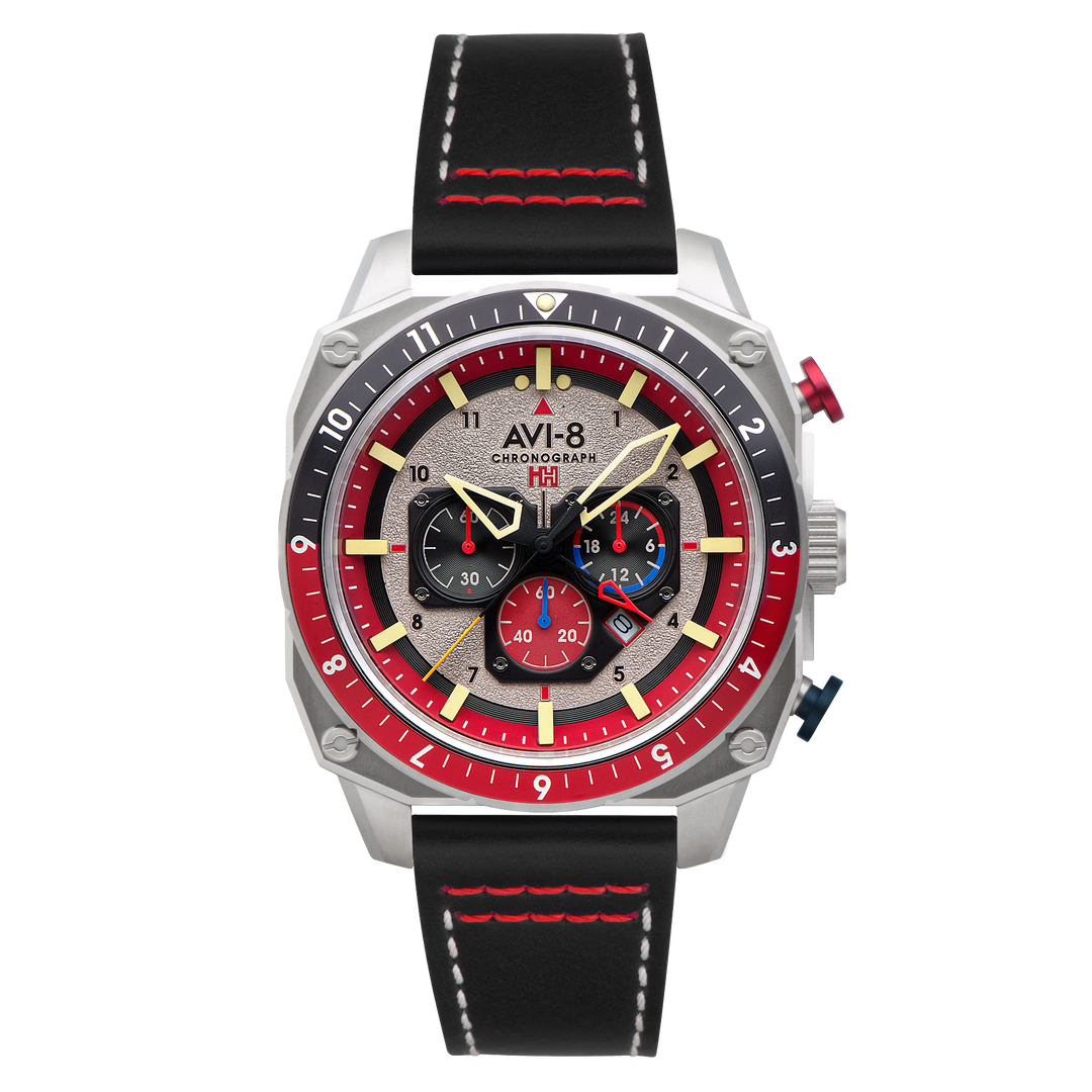 Hawker Hunter Atlas Dual Time Chronograph Gray / Leather | Gray Dial