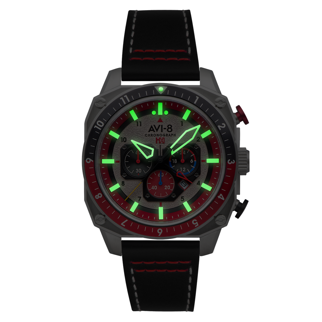 Hawker Hunter Atlas Dual Time Chronograph Gray / Leather | Gray Dial