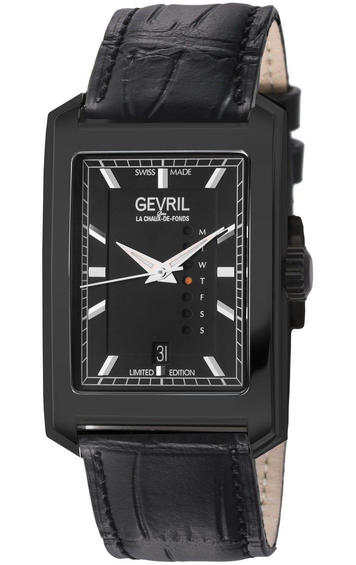 Manhattanhenge Gevril Swiss Made Automatic, Black Case, Black Dial, Black Italia