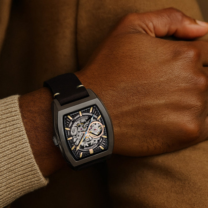 Heritage Wellington Skeleton Automatic Grey / Genuine Leather | Grey Dial