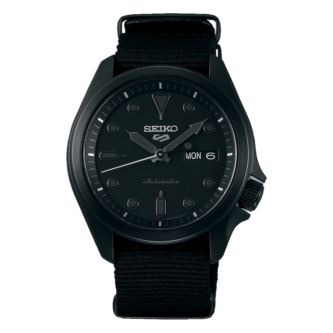 5 Sports SKX - Smooth Bezel Black Case / Black Dial / Nylon Strap Black Dial
