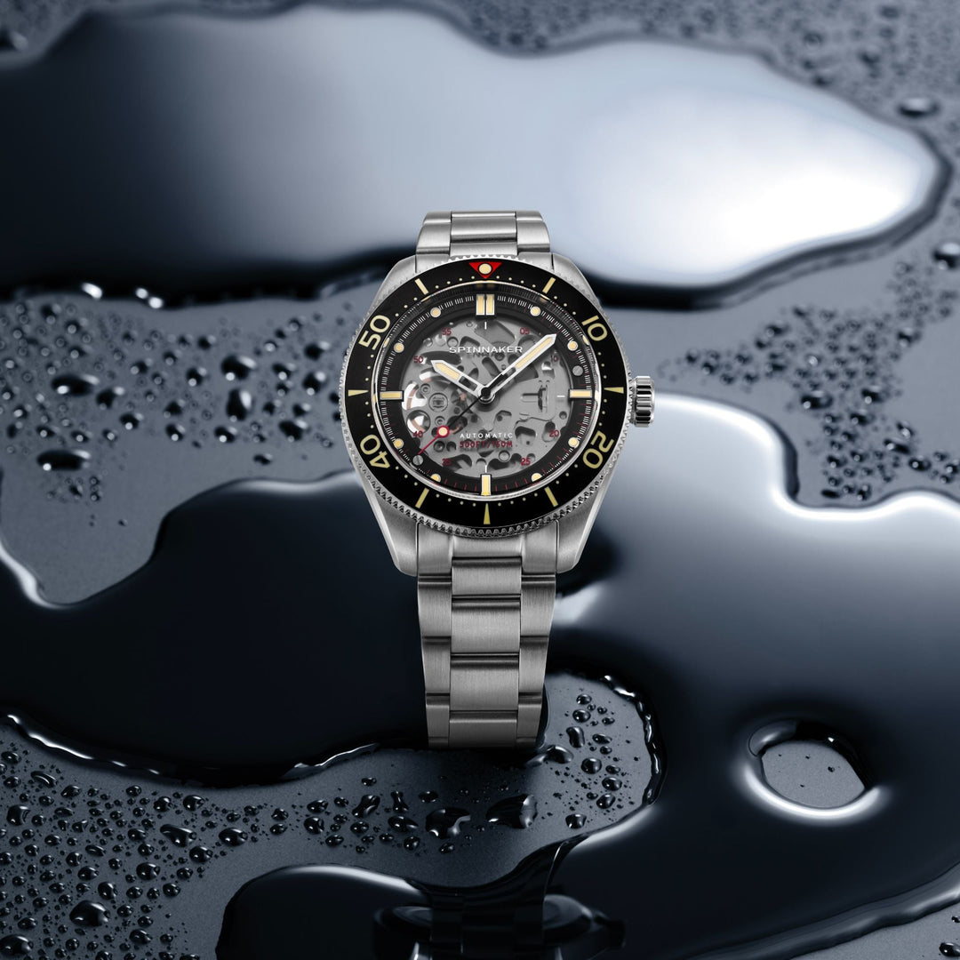 Croft 42 Skeleton Automatic Black & Red / Stainless Steel | Black Dial