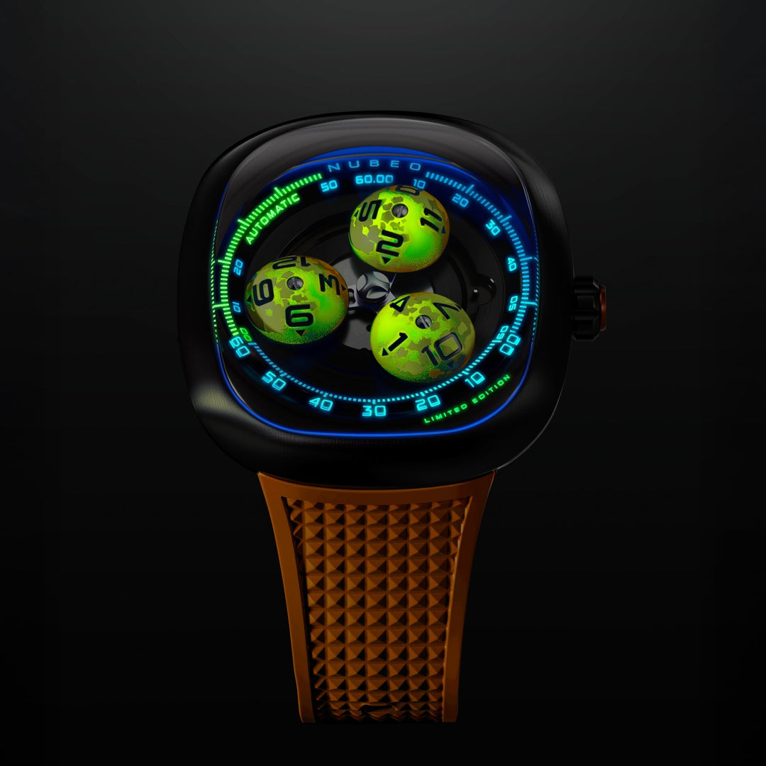 Tri-star Orbit Automatic Limited Edition Orange / Rubber Strap | Orange Dial