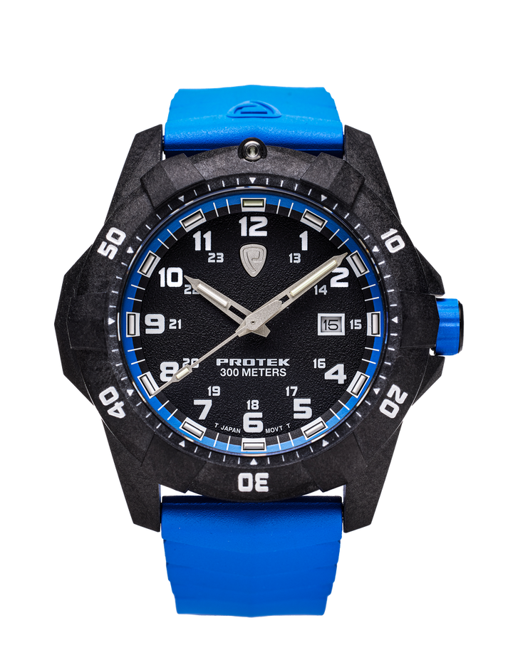 Carbon Dive CARBON CASE/BLACK&BLUE DIAL/BLUE STRAP | Black Dial