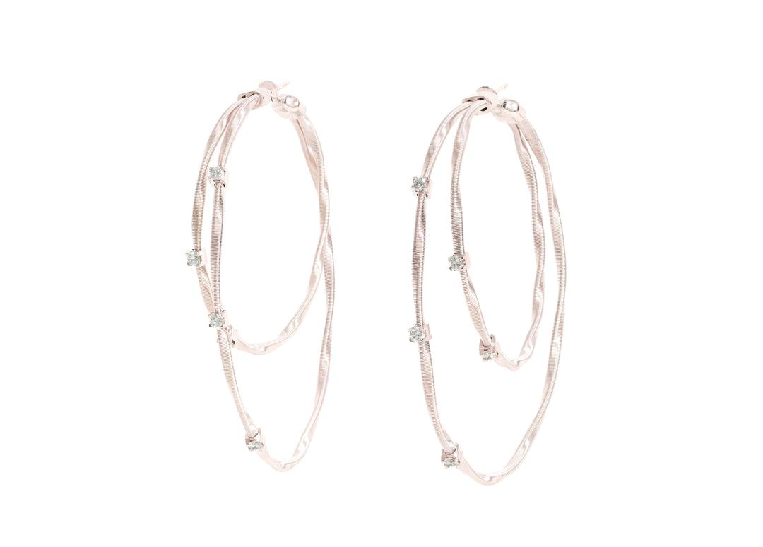 Double Twist Diamond Hoop Earrings