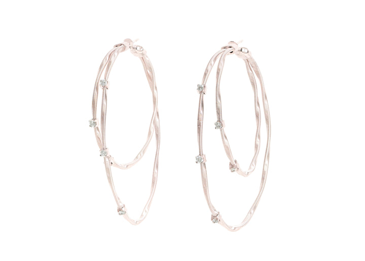 Double Twist Diamond Hoop Earrings