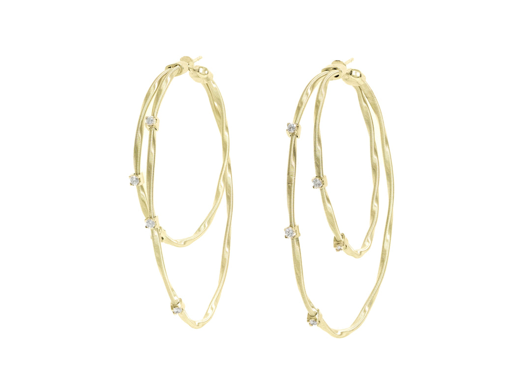 Double Twist Diamond Hoop Earrings