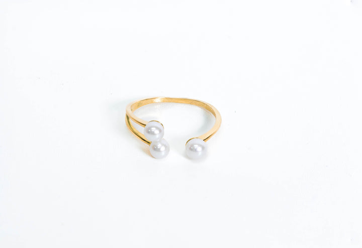 Trifecta Open Pearl Ring