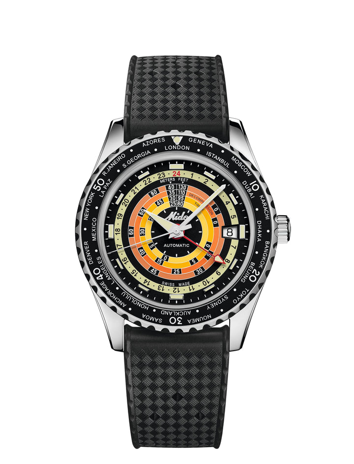 OCEAN STAR DECOMPRESSION WORLDTIMER Black/Rubber | Black Dial