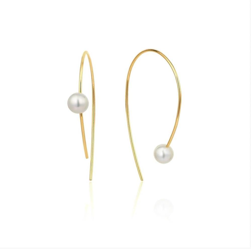 Asymmetrical Pearl Wire Drop Earrings