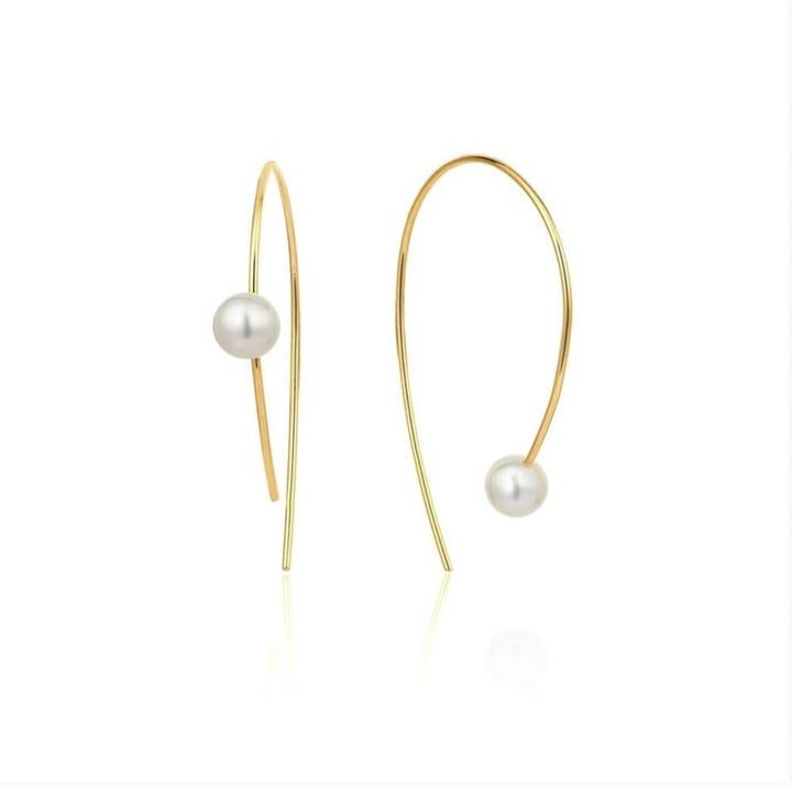 Asymmetrical Pearl Wire Drop Earrings