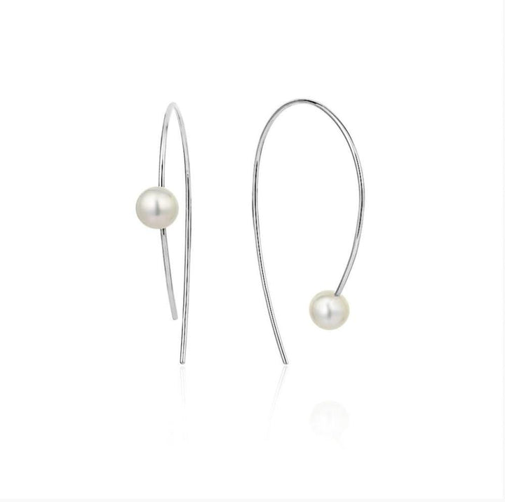 Asymmetrical Pearl Wire Drop Earrings