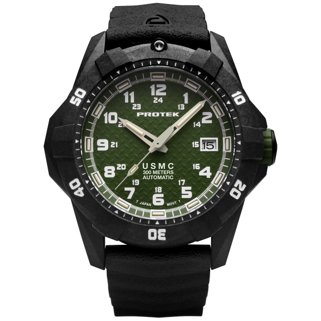 CARBON COMPOSITE USMC  AUTOMATIC DIVE 1210 SERIES CARBON CASE/GREEN DIAL/BLACK S