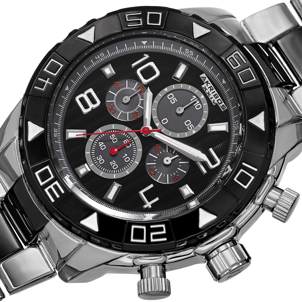 AK814TTB-Casual Silver and Black/Alloy | Black Dial