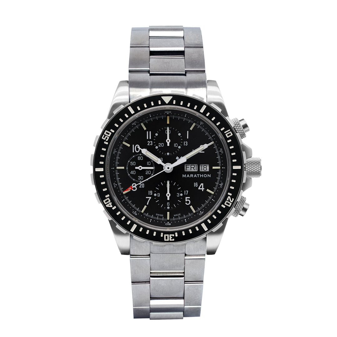 Jumbo Chronograph Search and Rescue Auto Black NGM/Steel Bracelet Matte Black Di