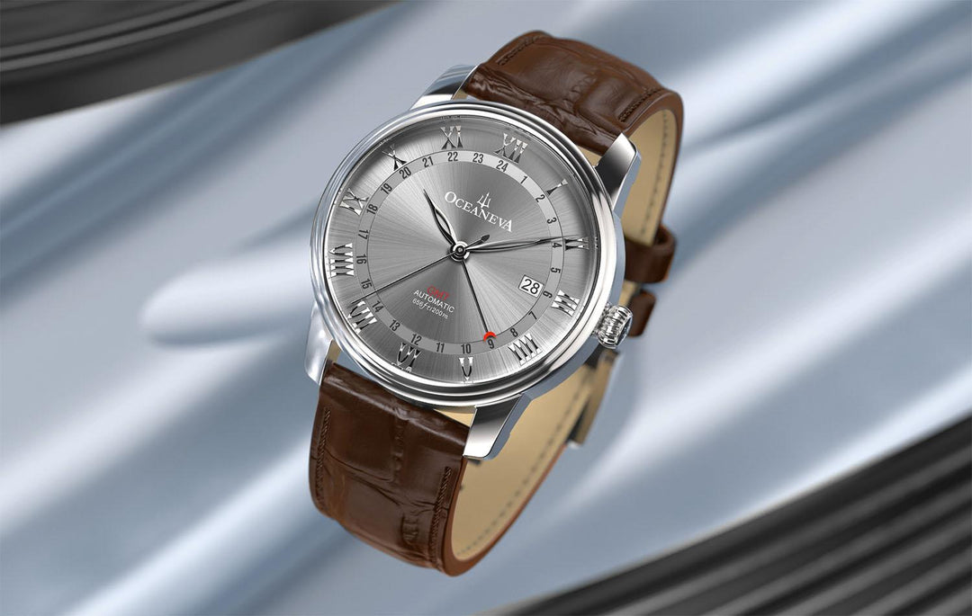 OceanTrek Automatic GMT 200m Gray/Brown Grey Dial