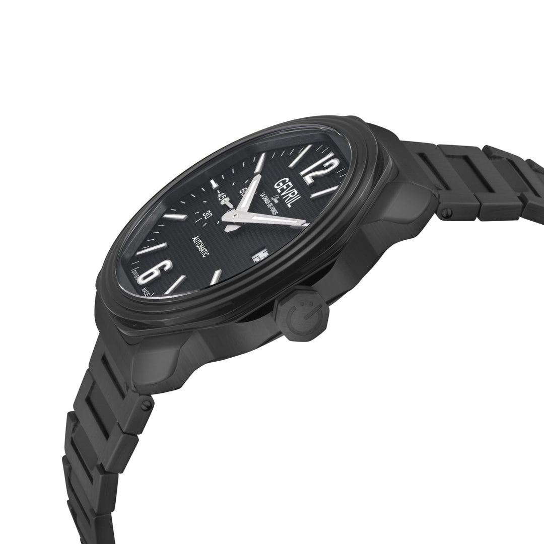 Roosevelt Gevril IPBLK Case, IPBLK Bezel, Black checkered dial, IPBLK Bracelet. 