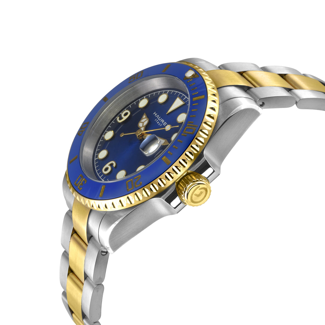 Barracuda 316L Case, Blue Sunray Dial, Ceramic Bezel, Two toned SS/IPYG  Bracele