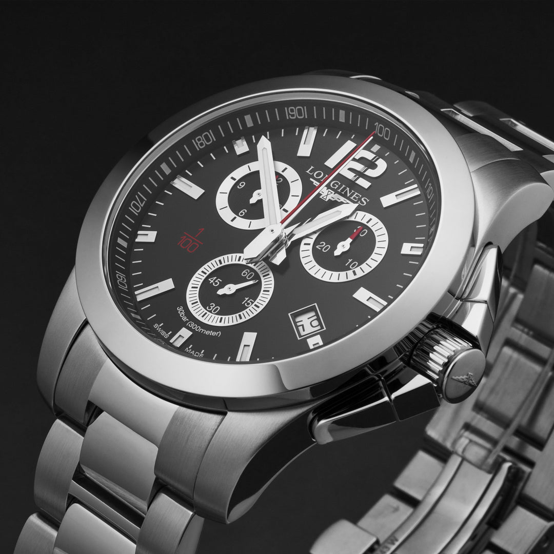 Conquest Black / Stainless Steel Black Dial