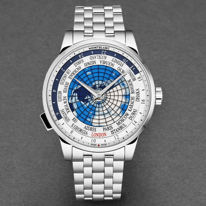 Heritage 112309 / Silver / Blue World Map | Silver / Blue World Map Dial