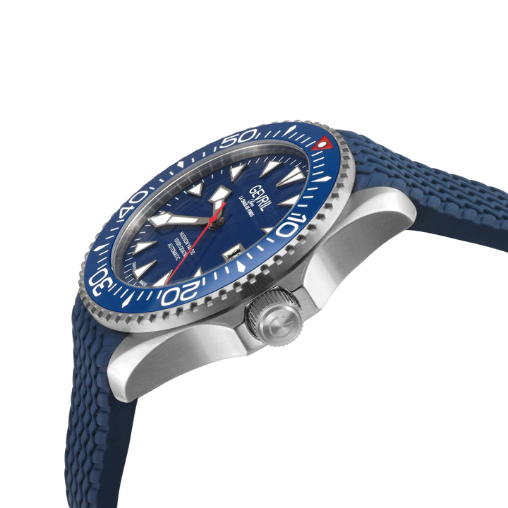 Hudson Yards - Rubber Swiss Made SW200 ceramic rotating bezel helium valve, Blue