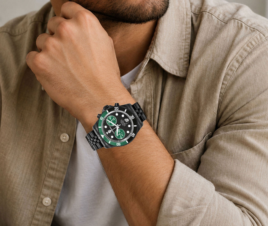 DeepMar Collection IP-BLACK / GREEN Black-Green Dial