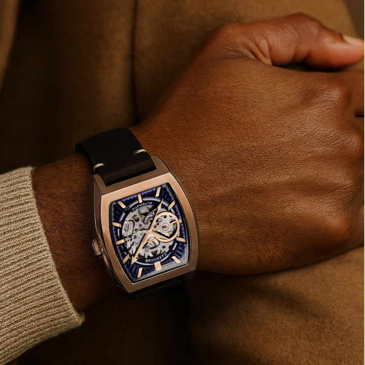 Heritage Wellington Skeleton Automatic Blue / Genuine Leather | Blue Dial