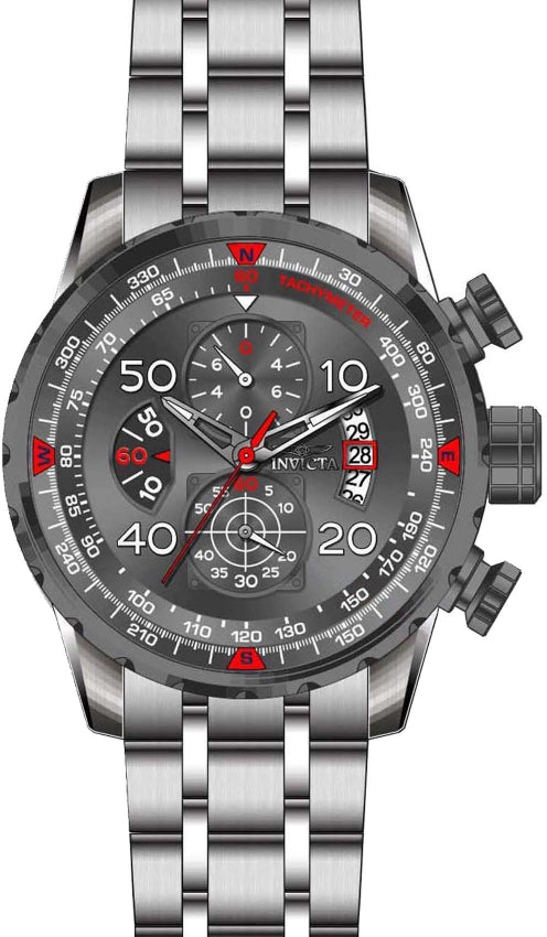 Aviator Chronograph Gunmetal Dial / Silver Stainless Steel Bracelet Gunmetal Dia