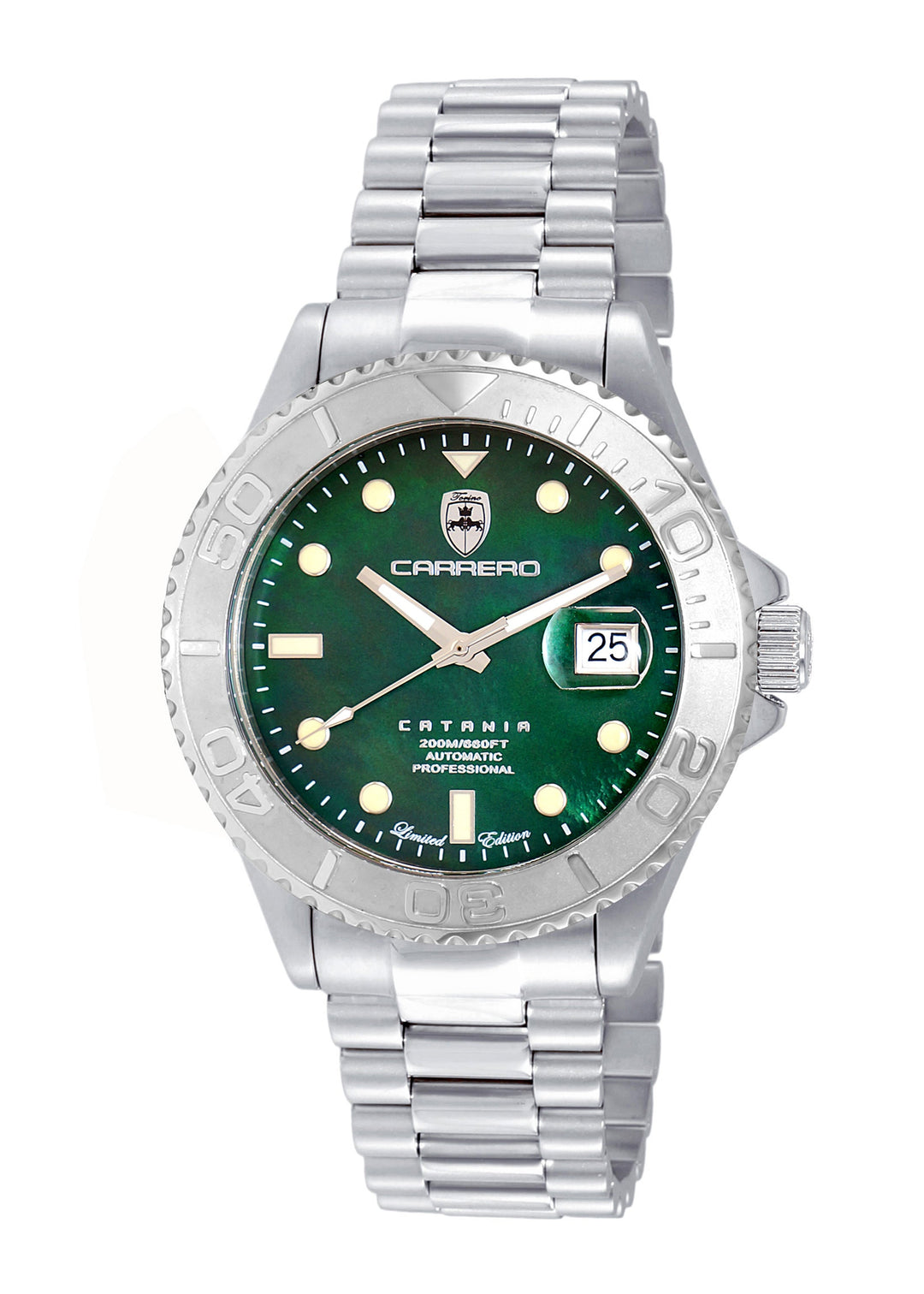 Catania MOP Silvertone-White | Green Dial